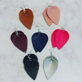 Leather Leaf Teardrop Dangle Earrings